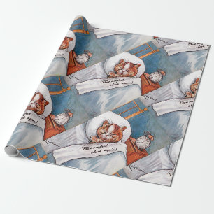 Noisy Alarm Clock, Louis Wain Wrapping Paper