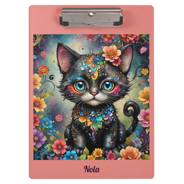 NOLA ~ Cute Black Cat ~ Clipboard (Front)