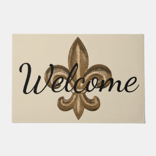 Nola Gold Fleur de Lis Welcome Doormat