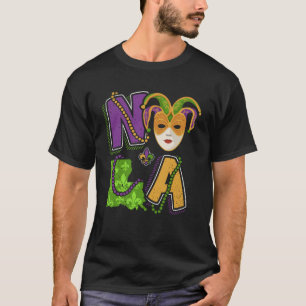 NOLA Mardi Gras  For Women Louisiana State Map Bea T-Shirt