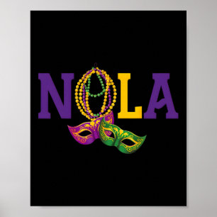 Nola Mardi Gras Funny 504 New Orleans Louisiana Fl Poster