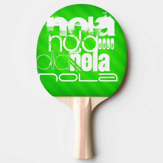 NOLA; Neon Green Stripes Ping Pong Paddle (Front)