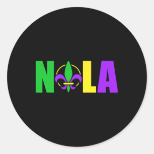 Nola New Orleans Louisiana 504 Fleur-de-lis Mardi  Classic Round Sticker