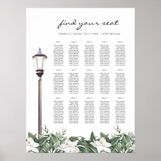 NOLA | New Orleans Magnolia Bourbon Street Seating Poster (Front)