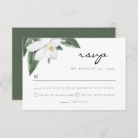 NOLA New Orleans Magnolia Wedding RSVP Postcard