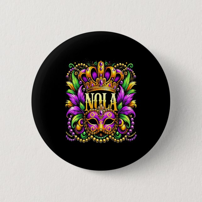 Nola New Orleans Mardi Gras 2025  6 Cm Round Badge (Front)