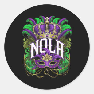 Nola New Orleans Mardi Gras 2025 Mardi Gras Mens W Classic Round Sticker
