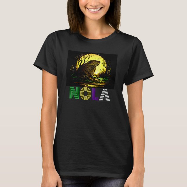 Nola Saying New Orleans Mardi Gras Nutria Rat  2 T-Shirt (Front)