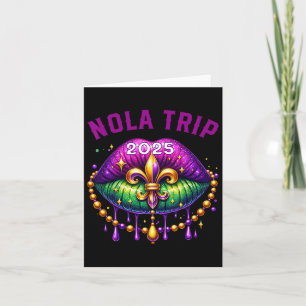 Nola Trip 2025 Mardi Gras Lips Matching Family Vac Card