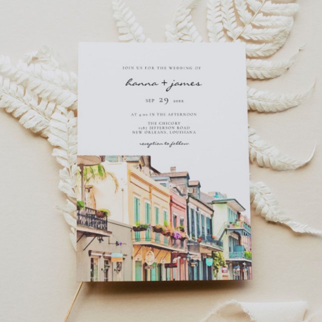 Nola - Watercolor New Orleans Wedding Invitation (Creator Uploaded)