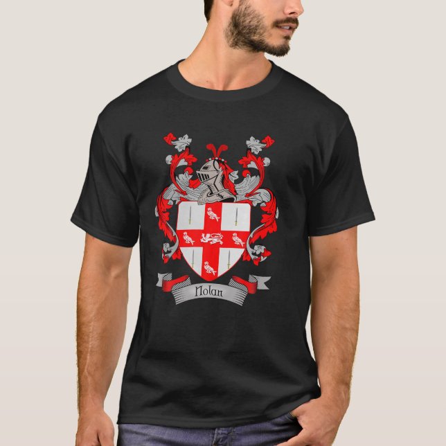 Nolan Coat Of Arms | Nolan Surname Family Crest T-Shirt (Front)