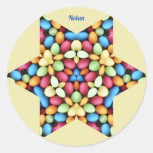 NOLAN ~ EASTER EGGS MULTICOLORED ~ CLASSIC ROUND STICKER