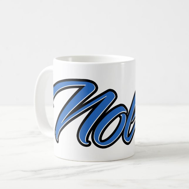 Nolan First Name Name blue cup coffee cup (Front Left)
