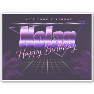 Nolan Name Vorname lila retro Sticker Geburtstag