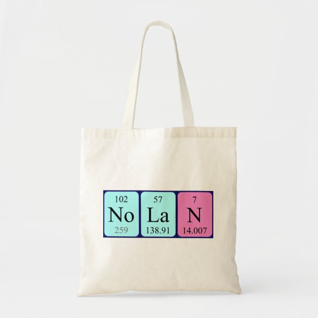Nolan periodic table name tote bag (Front)