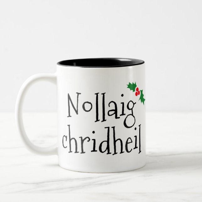 Nollaig chridheil merry christmas scottish gaelic. Two-Tone coffee mug (Left)