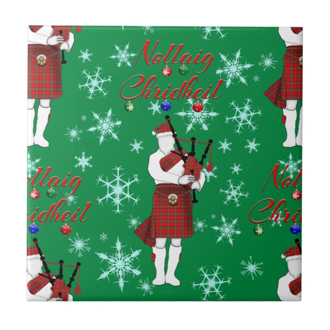 Nollaig Chridheil Scottish Merry Christmas Scottis Ceramic Tile (Front)