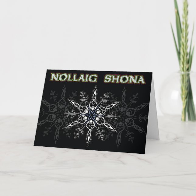 Nollaig Shona Black & Silver Holiday Card (Front)