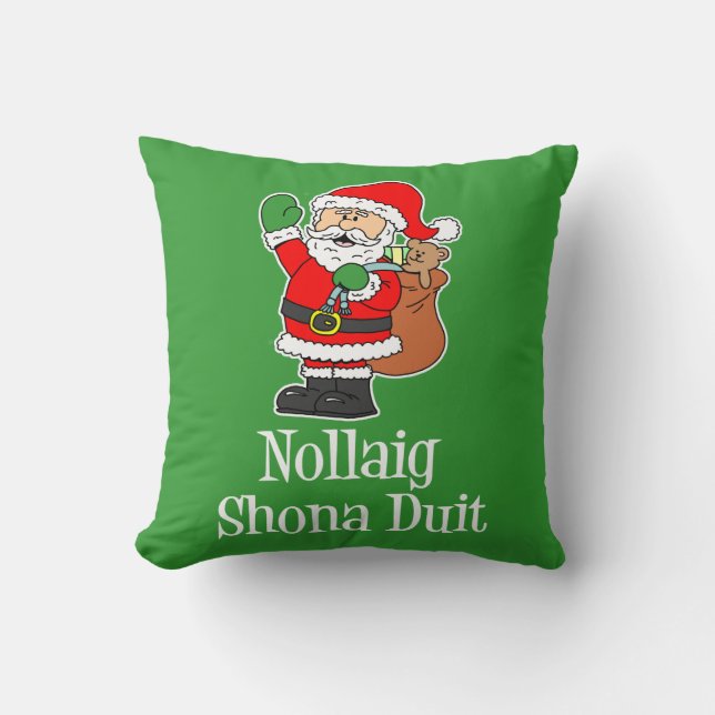 Nollaig Shona Duit Irish Christmas Santa Cushion (Front)