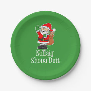 Nollaig Shona Duit Irish Christmas Santa Paper Plate