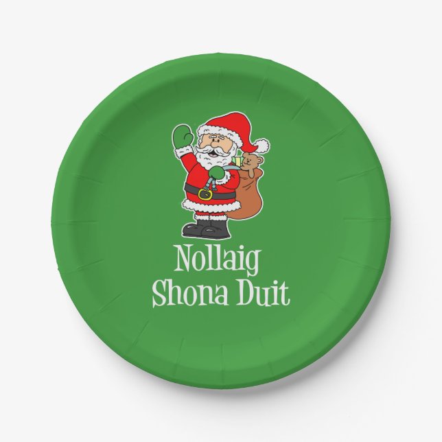 Nollaig Shona Duit Irish Christmas Santa Paper Plate (Front)