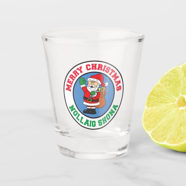 Nollaig Shona Irish Christmas Santa Shot Glass (Front)