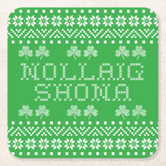 Nollaig Shona Irish Gaelic Happy Christmas Square Paper Coaster