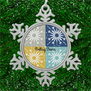 Nollaig Shona Irish Snowflake Pewter Christmas Ornament