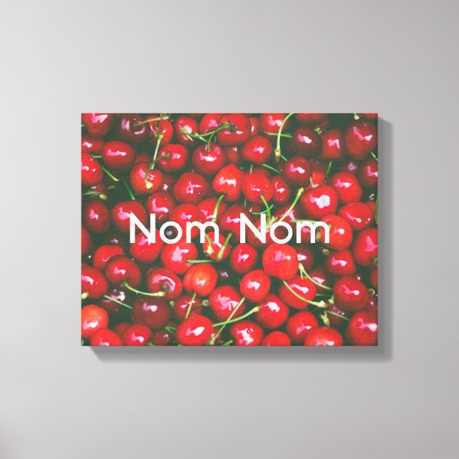 Nom Nom retro red cherry kitchen diner Canvas Print (Front)