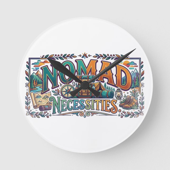 Nomad Necessities T-Shirt Round Clock (Front)
