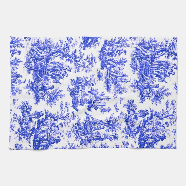 NOMADESAUSTRALIENS French Royal blue Jouy design Tea Towel (Horizontal)