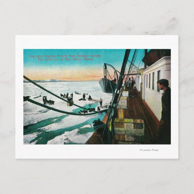 Nome, Alaska Steamer Corwin Unloading Freight Postcard (Front)
