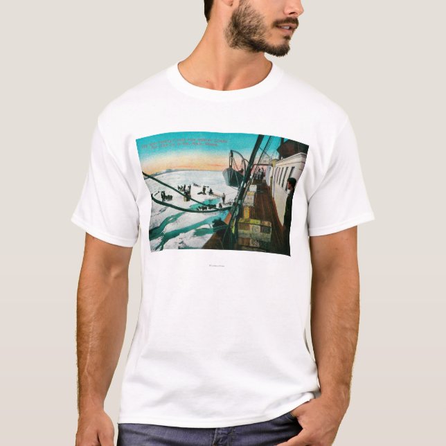 Nome, Alaska Steamer Corwin Unloading Freight T-Shirt (Front)