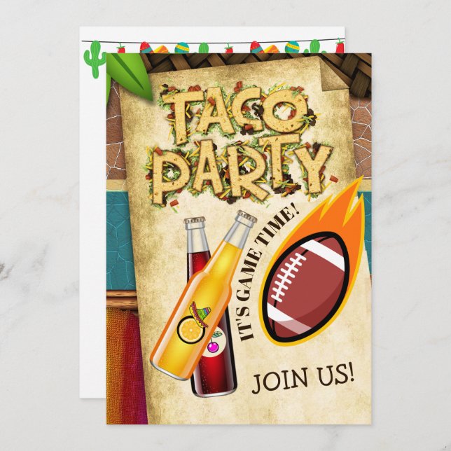 Non Alcoholic Football Taco Party Invitation (Front/Back)