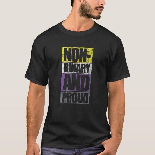 Non Binary And Proud Genderqueer Nonbinary Flag Di T-Shirt (Front)