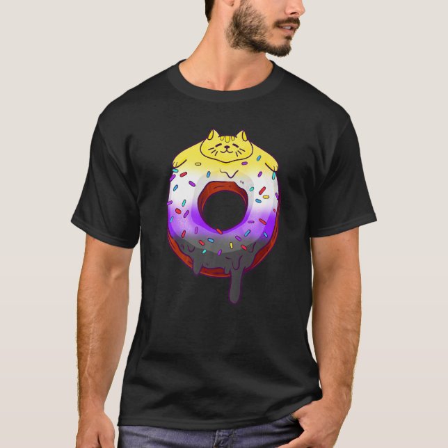 Non Binary Cat Pride Nonbinary Flag Colours T-Shirt (Front)