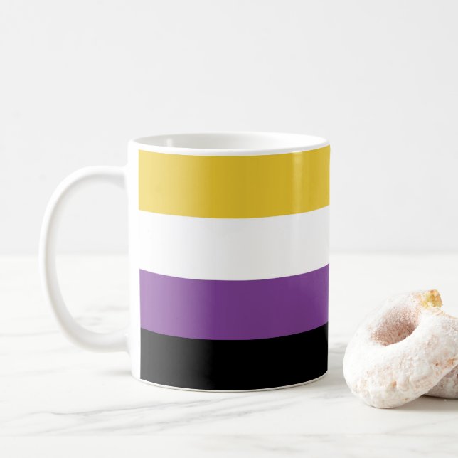 Non Binary Colours Flag Coffee Mug (With Donut)