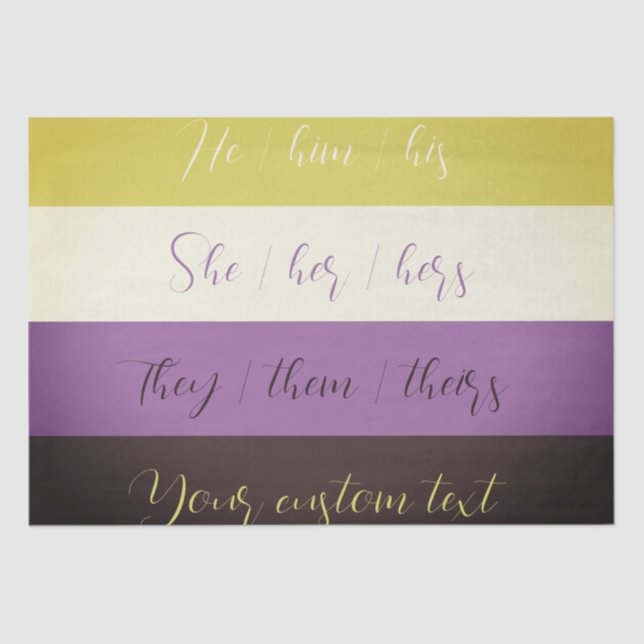 Non-binary custom text gift wrapping Tissue Paper (Front)