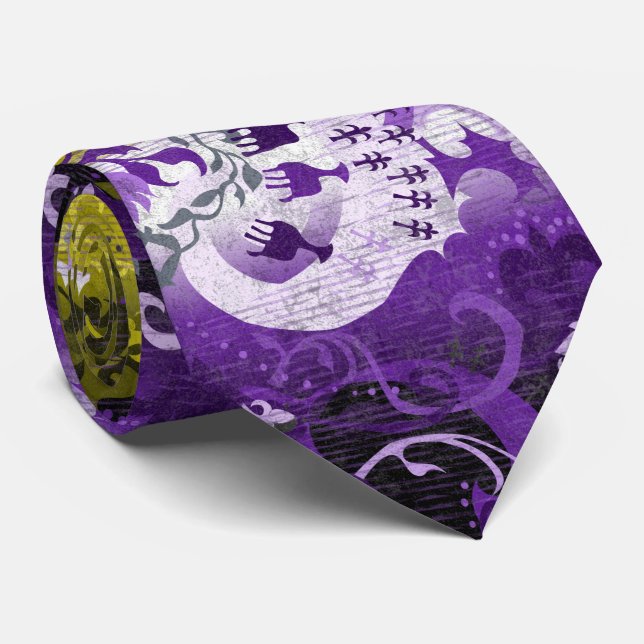 Non-Binary Dragon Damask - NonBinary Pride Flag Tie (Rolled)