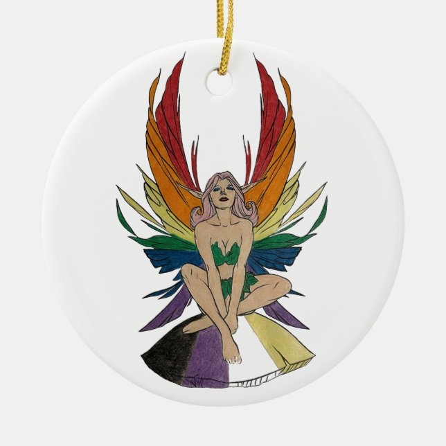 Non-binary Faerie Ceramic Ornament (Front)