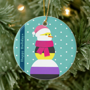 Non-binary flag christmas gift snowman Ornament