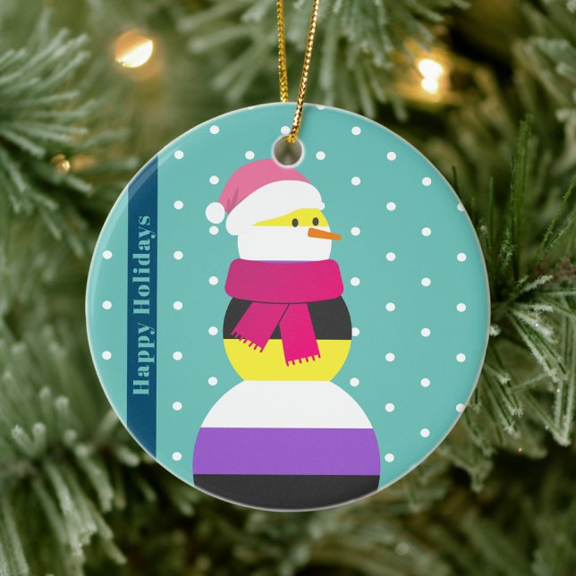 Non-binary flag christmas gift snowman Ornament (Creator Uploaded)