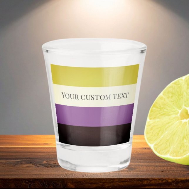 Non-binary flag custom text drinks shot glass (Creator Uploaded)