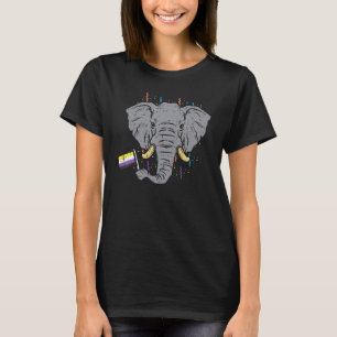 Non Binary Flag Elephant Lgbt Pride Month Nb Ally  T-Shirt