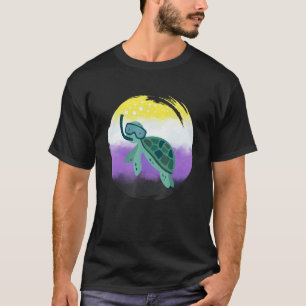 Non Binary Flag Turtle Sunglasses LGBT Nonbinary T-Shirt
