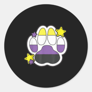 Non Binary Furry Paw Lgbtq Month Gay Rights Pride Classic Round Sticker