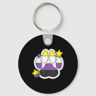 Non Binary Furry Paw Lgbtq Month Gay Rights Pride Key Ring