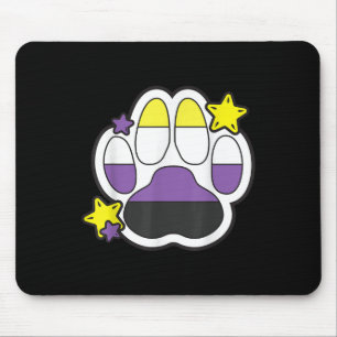 Non Binary Furry Paw Lgbtq Month Gay Rights Pride Mouse Pad