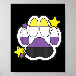 Non Binary Furry Paw Lgbtq Month Gay Rights Pride Poster