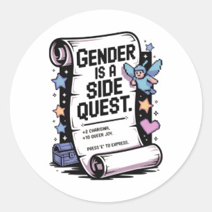 Non-binary Gamer Gender Is A Side Quest Video Game Classic Round Sticker